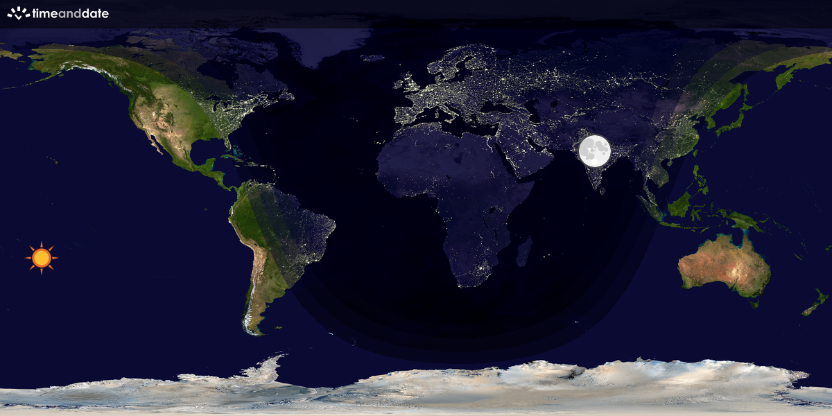 Verdenskart som viser dag og natt 