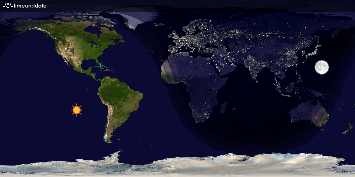 Verdenskart som viser dag og natt 