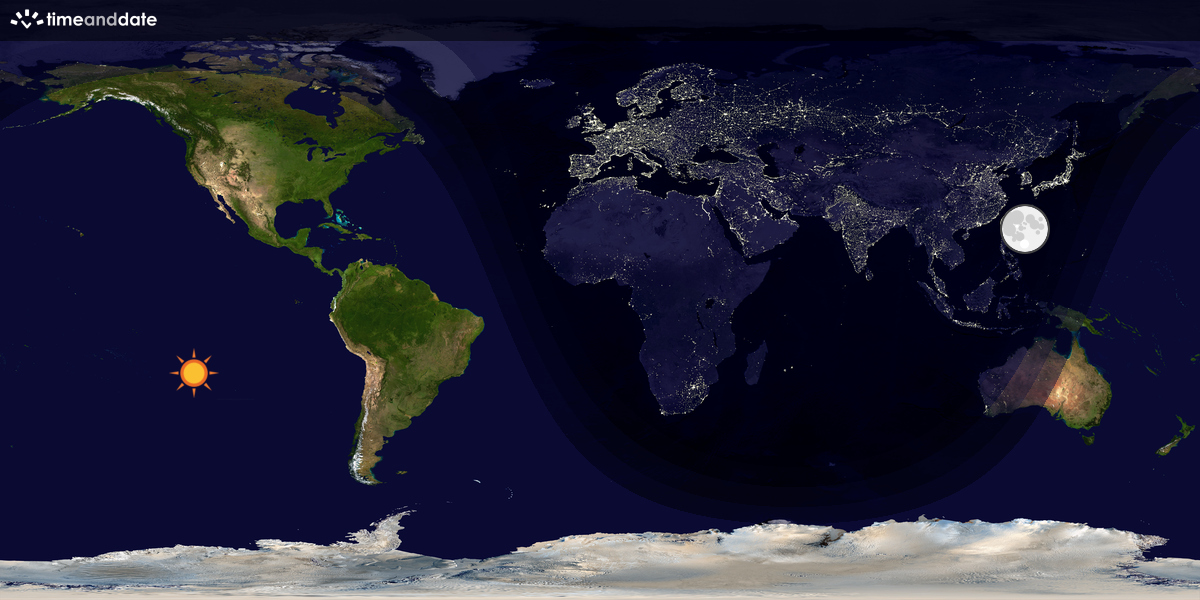 Verdenskart som viser dag og natt 
