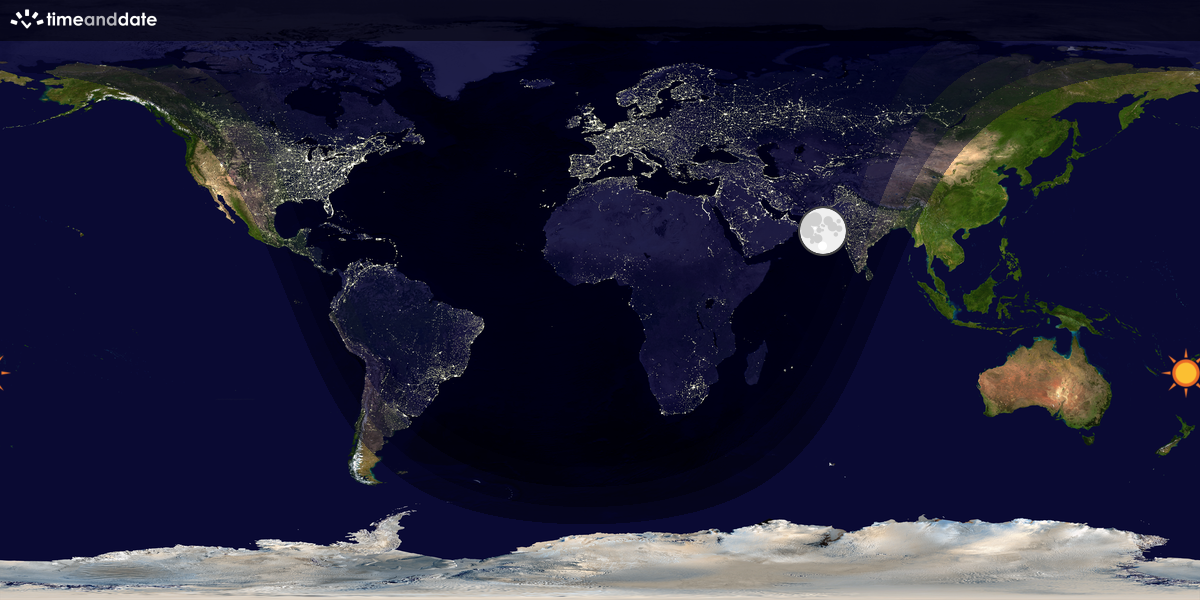 Verdenskart som viser dag og natt 