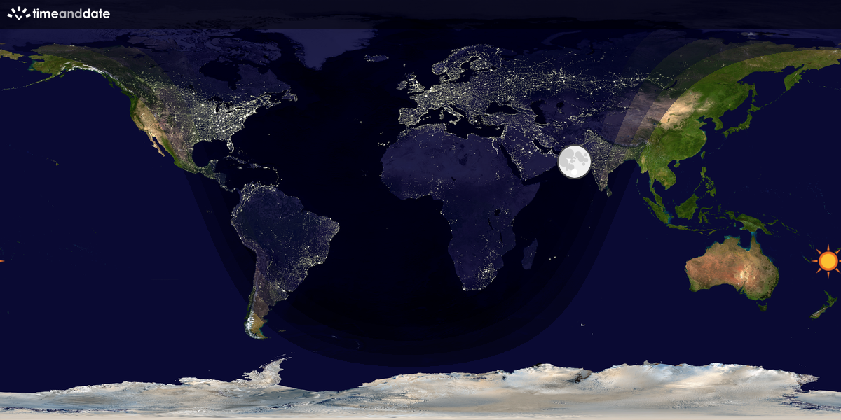 Verdenskart som viser dag og natt 