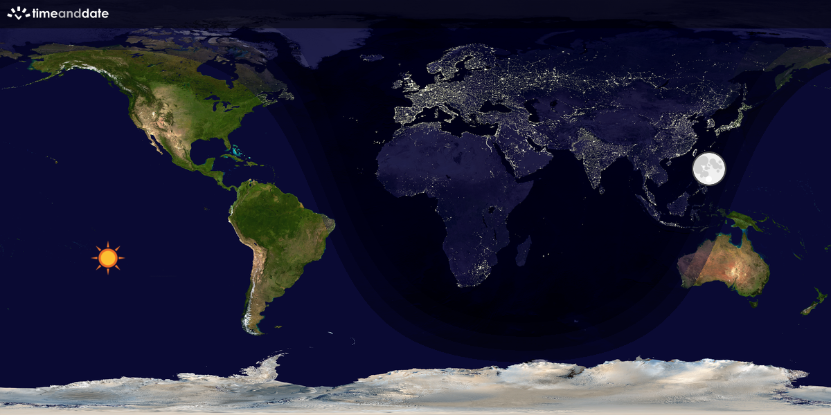 Verdenskart som viser dag og natt 
