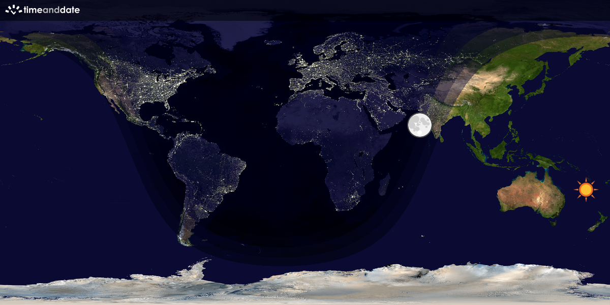 Verdenskart som viser dag og natt 