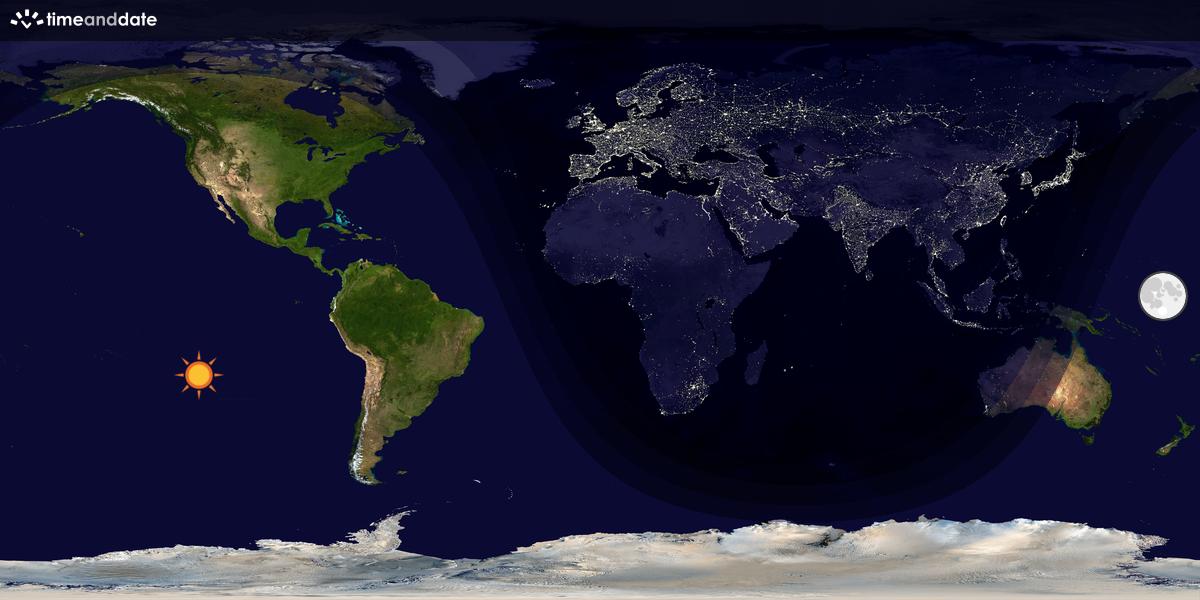 Verdenskart som viser dag og natt 