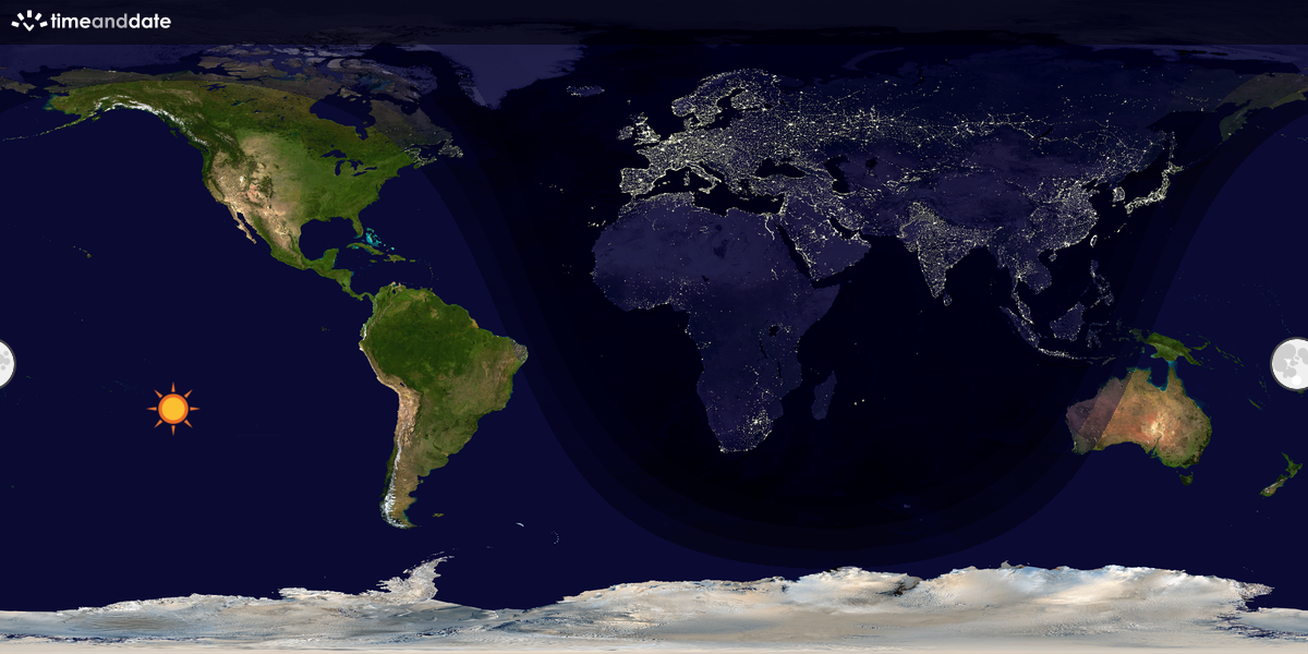Verdenskart som viser dag og natt 
