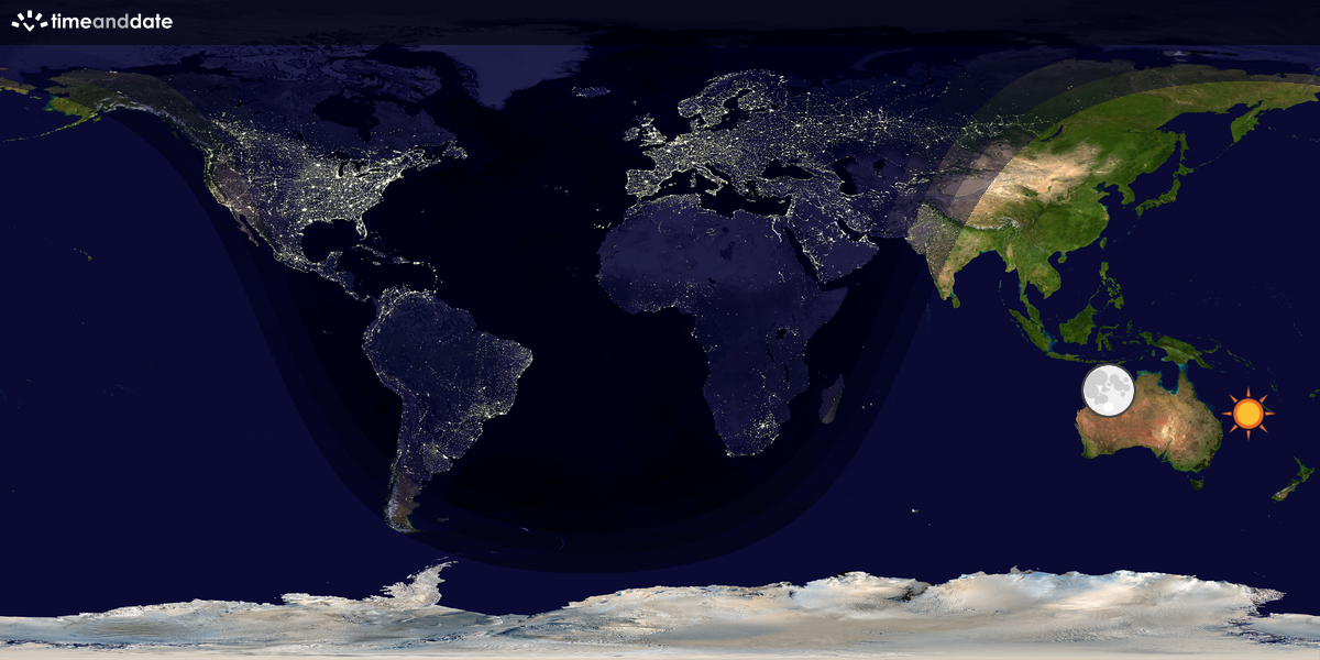Verdenskart som viser dag og natt 