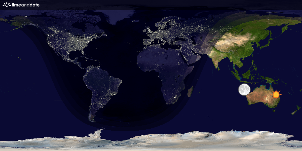 Verdenskart som viser dag og natt 