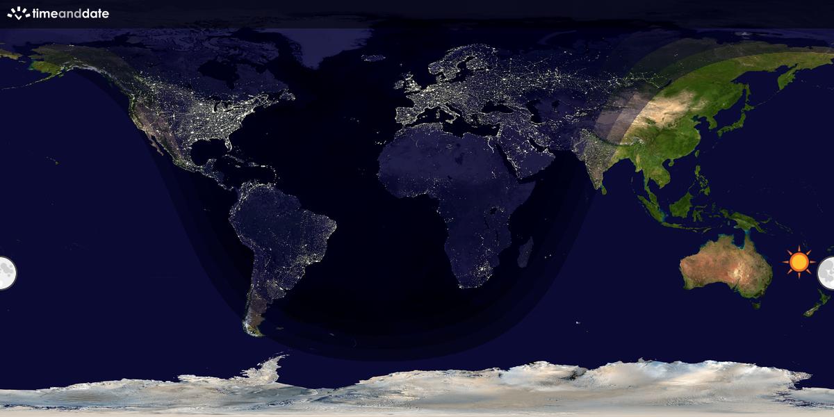 Verdenskart som viser dag og natt 
