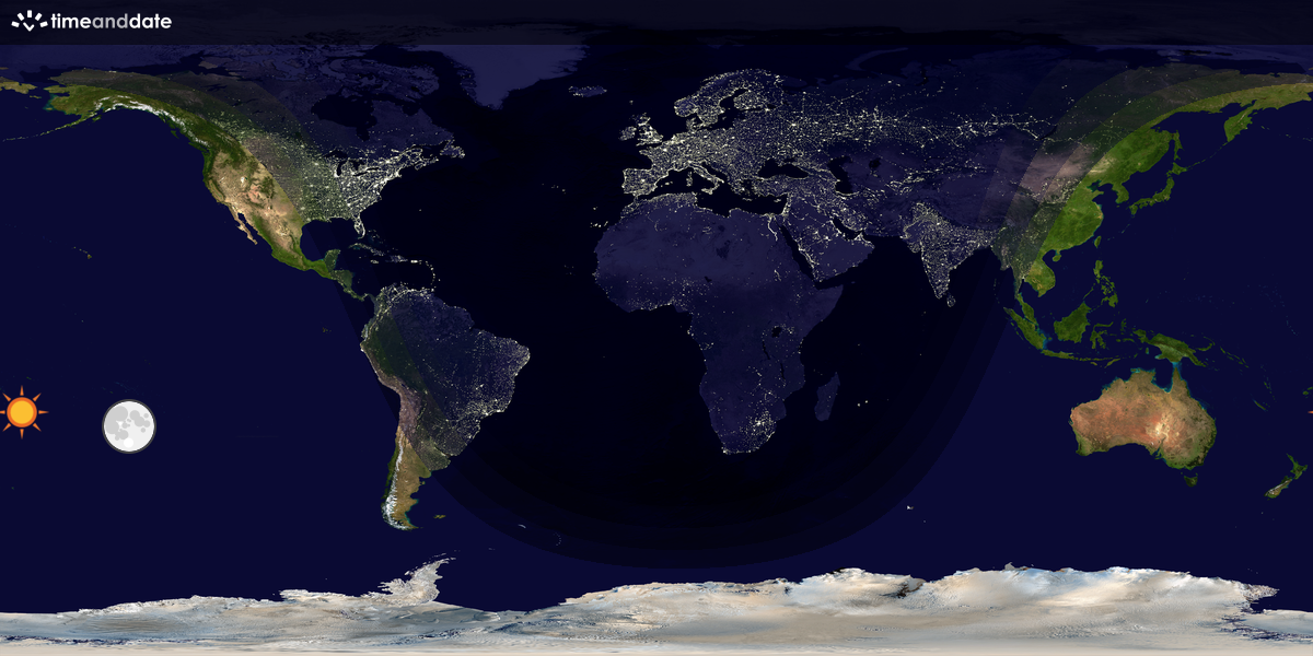 Verdenskart som viser dag og natt 
