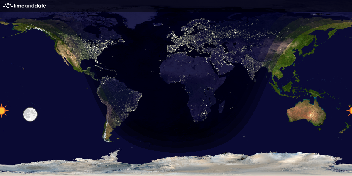 Verdenskart som viser dag og natt 