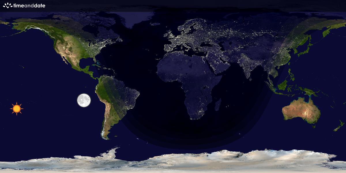 Verdenskart som viser dag og natt 