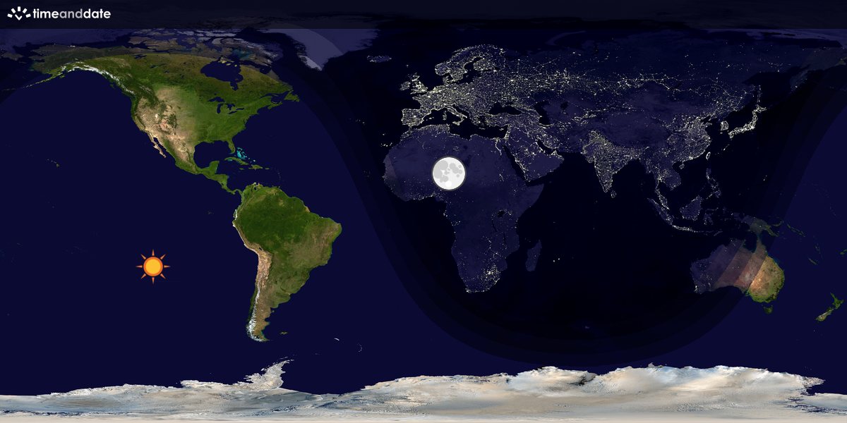 Verdenskart som viser dag og natt 