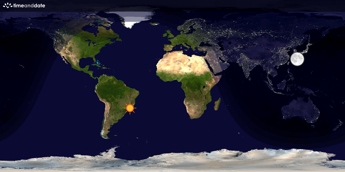 Verdenskart som viser dag og natt 