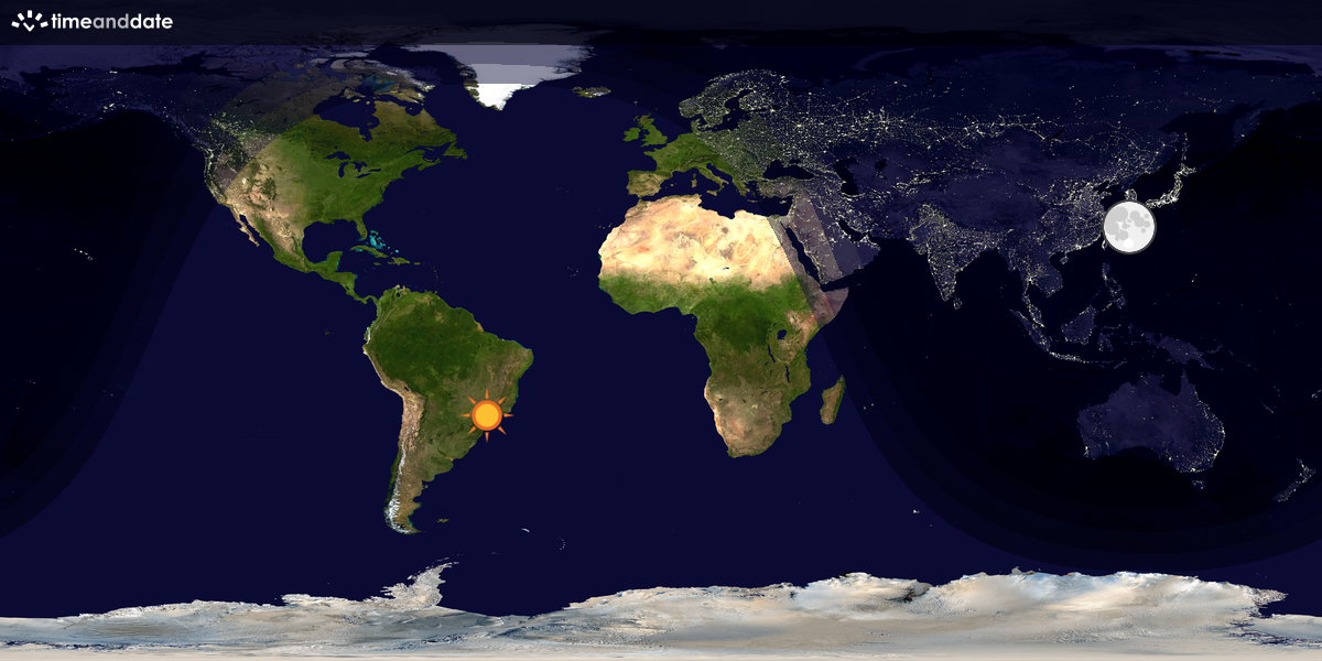 Verdenskart som viser dag og natt 