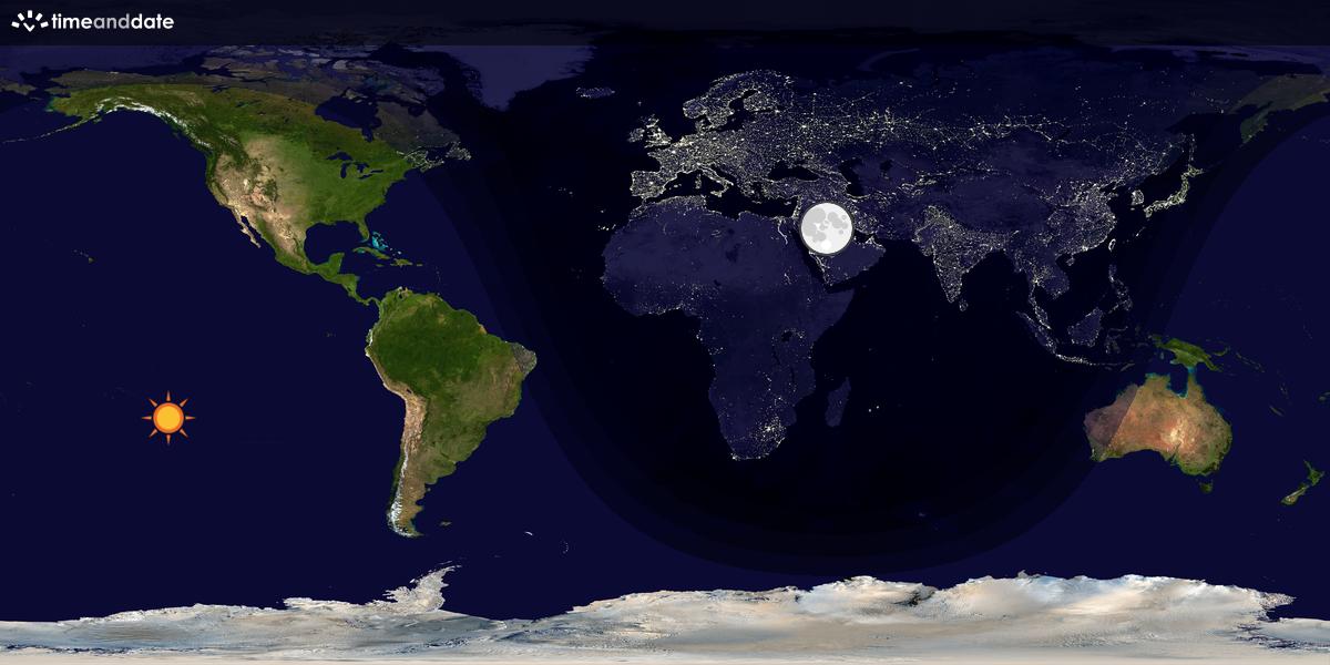 Verdenskart som viser dag og natt 