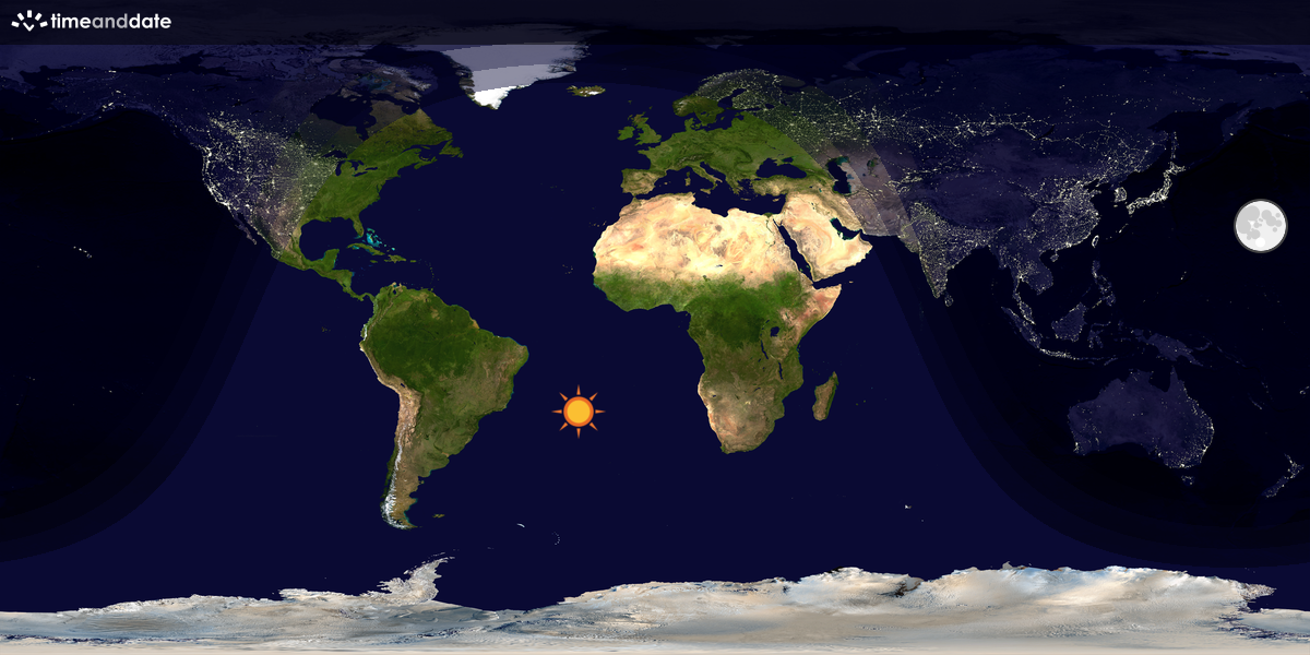 Verdenskart som viser dag og natt 