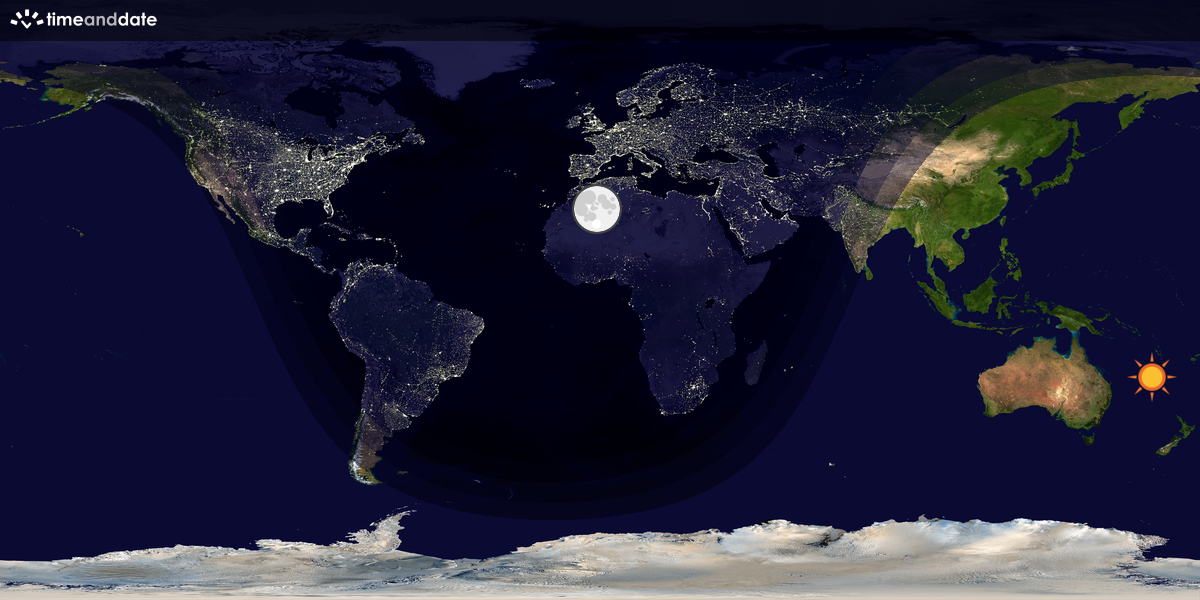 Verdenskart som viser dag og natt 