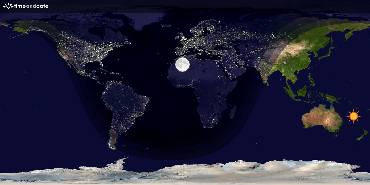 Verdenskart som viser dag og natt 