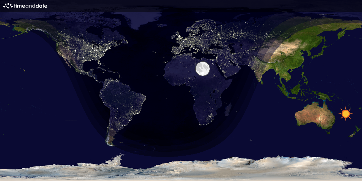 Verdenskart som viser dag og natt 