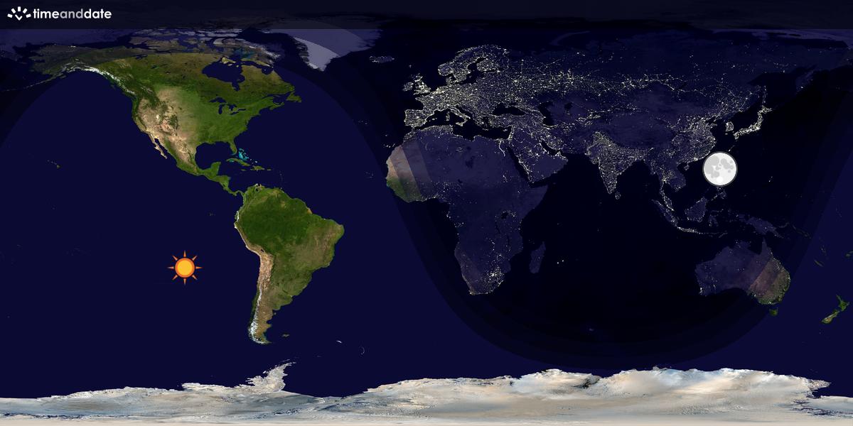 Verdenskart som viser dag og natt 