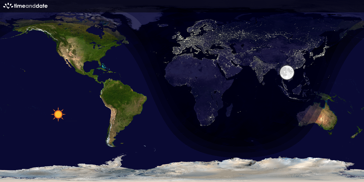 Verdenskart som viser dag og natt 