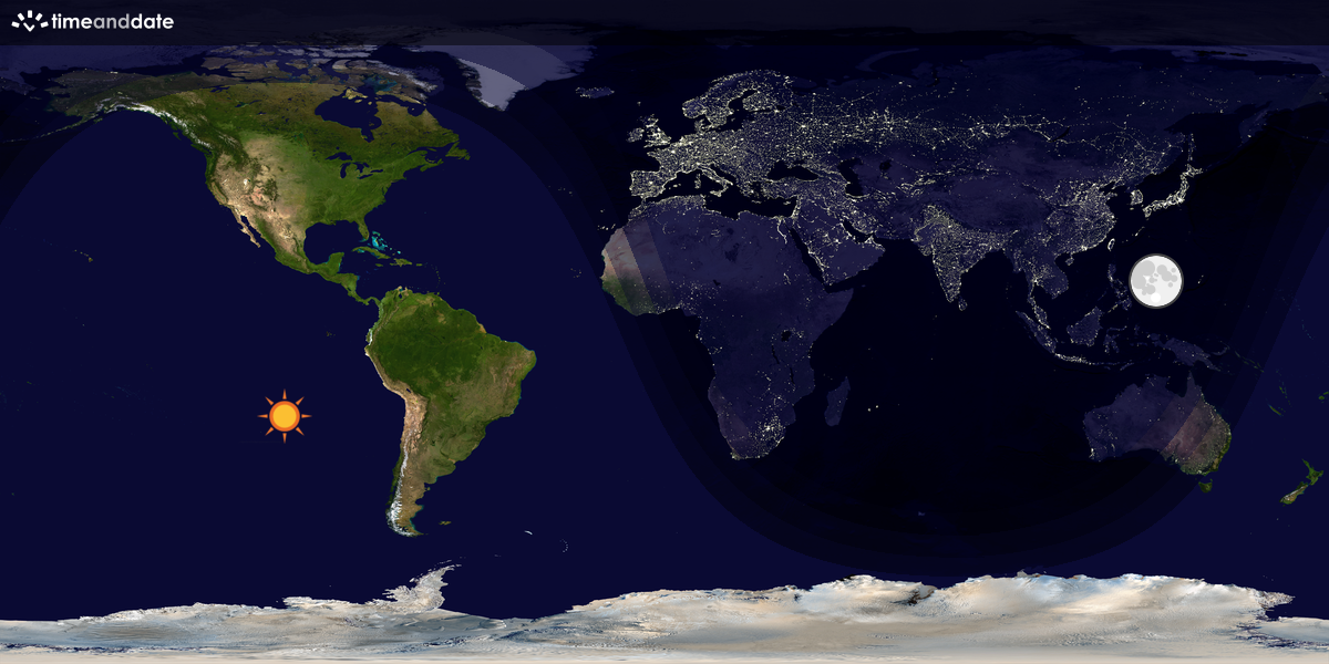 Verdenskart som viser dag og natt 