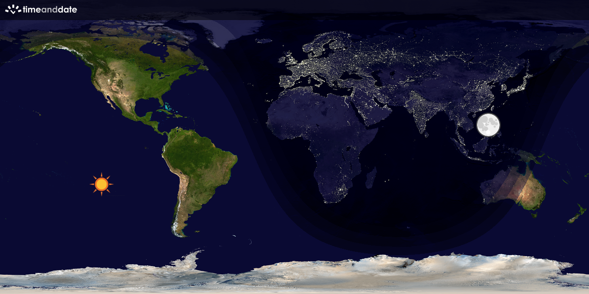 Verdenskart som viser dag og natt 