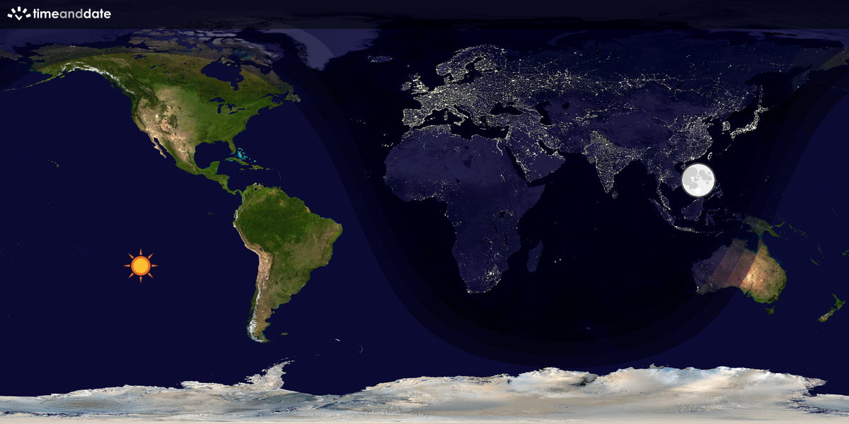 Verdenskart som viser dag og natt 