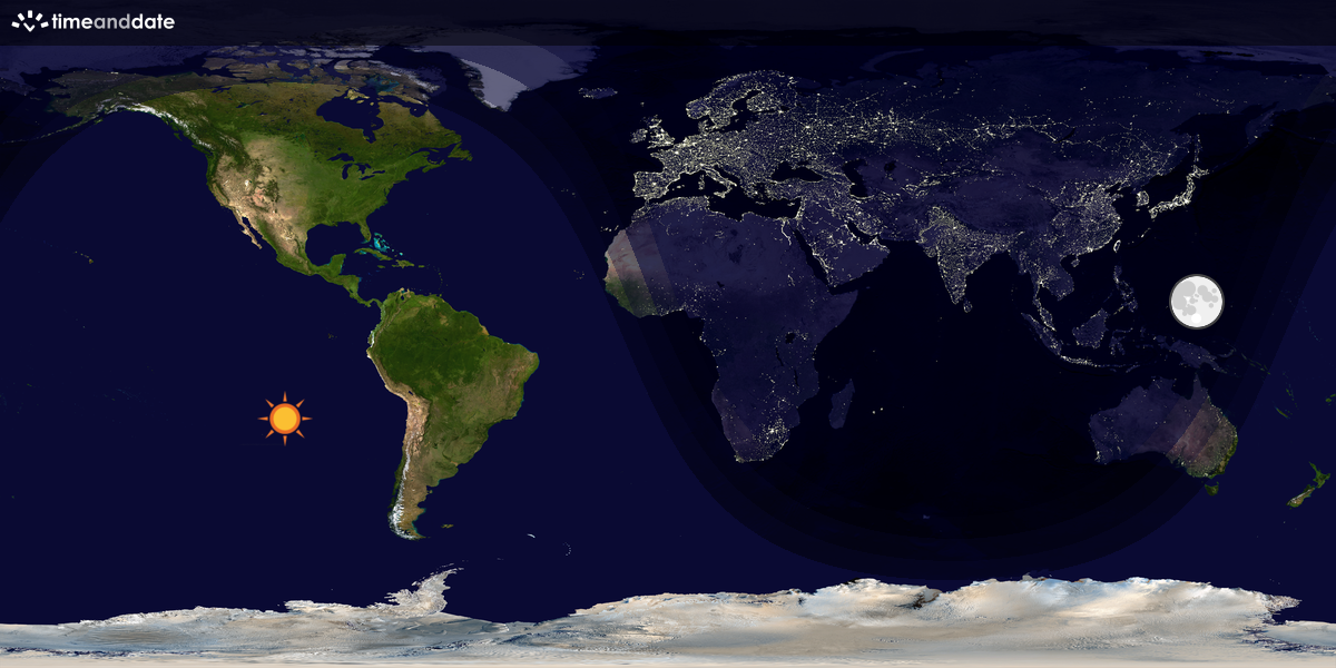 Verdenskart som viser dag og natt 