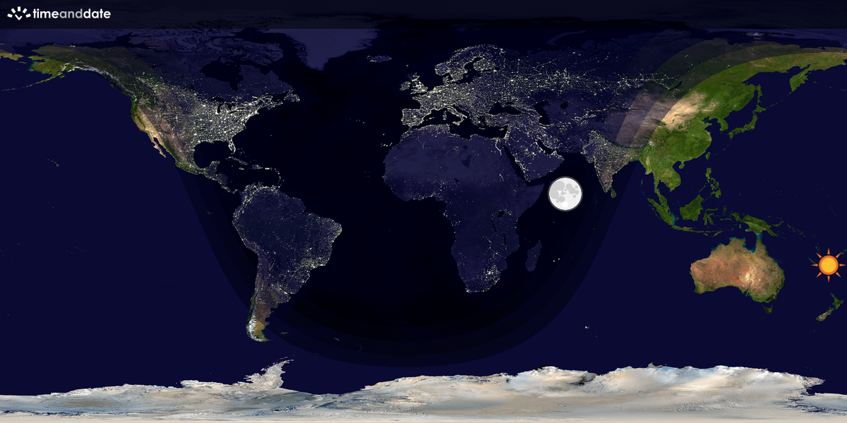Verdenskart som viser dag og natt 