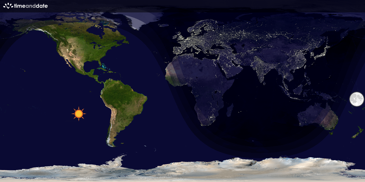 Verdenskart som viser dag og natt 