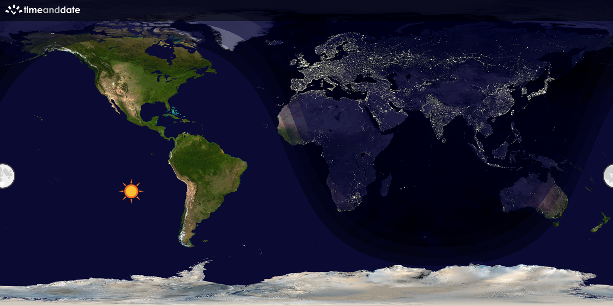 Verdenskart som viser dag og natt 
