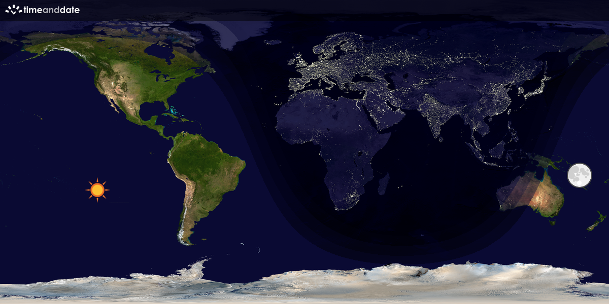 Verdenskart som viser dag og natt 