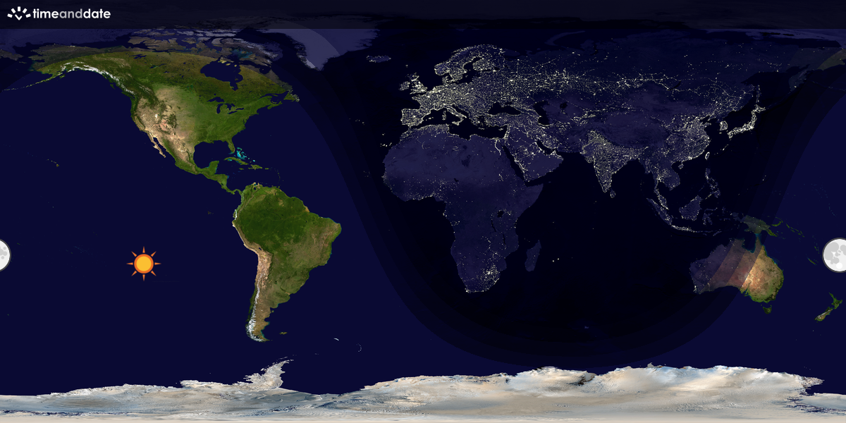 Verdenskart som viser dag og natt 