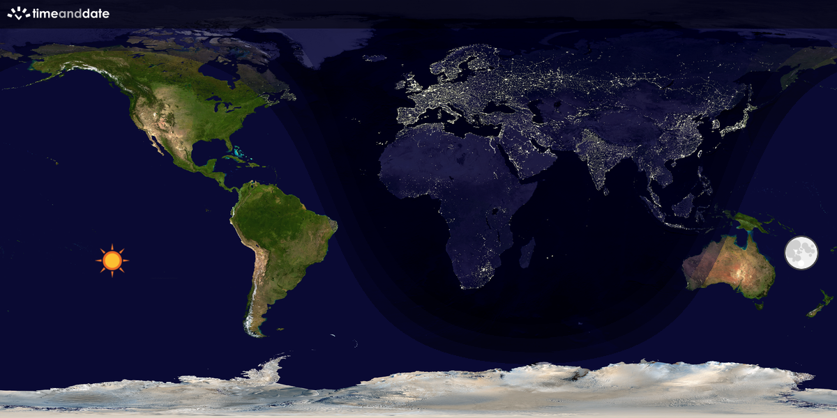 Verdenskart som viser dag og natt 