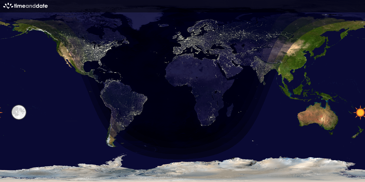 Verdenskart som viser dag og natt 