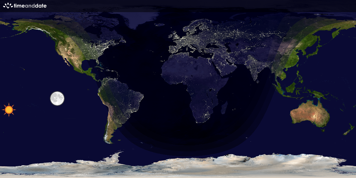 Verdenskart som viser dag og natt 