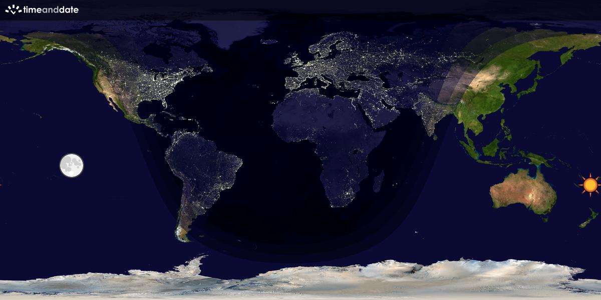 Verdenskart som viser dag og natt 