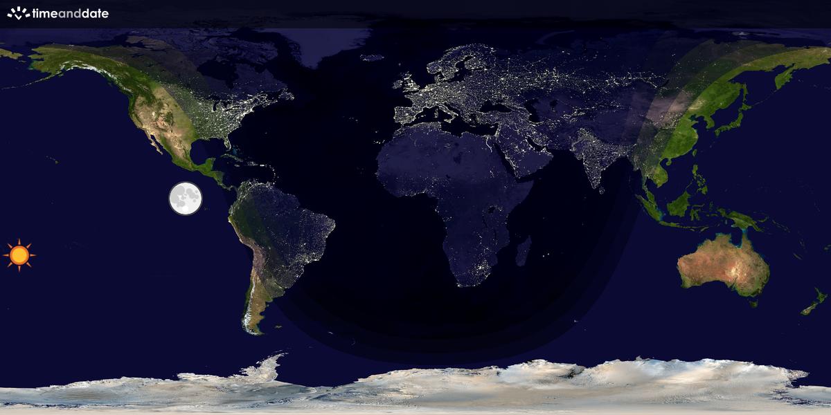 Verdenskart som viser dag og natt 