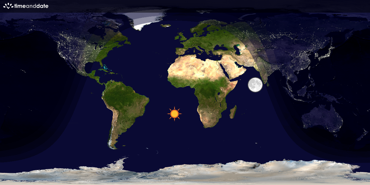 Verdenskart som viser dag og natt 