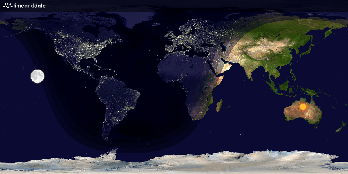 Verdenskart som viser dag og natt 