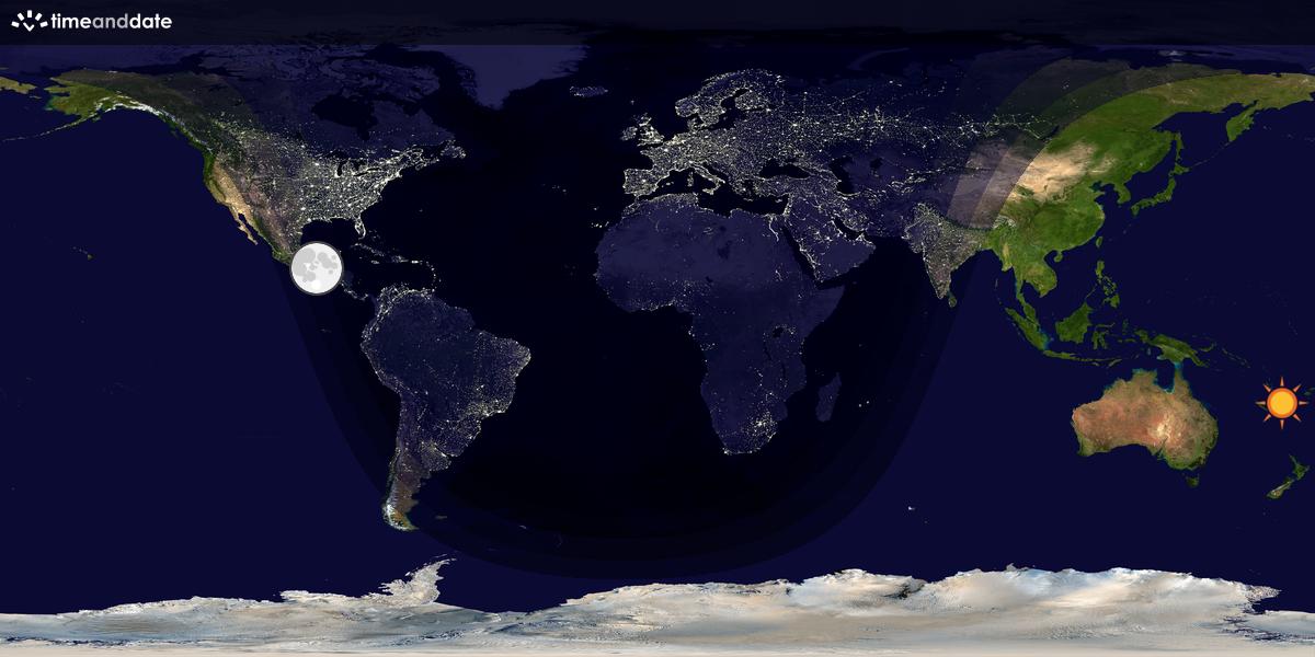 Verdenskart som viser dag og natt 
