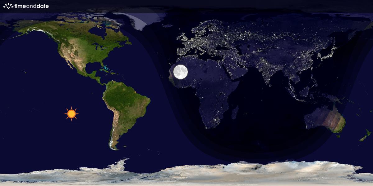 Verdenskart som viser dag og natt 