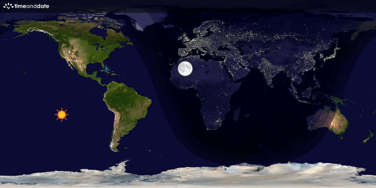 Verdenskart som viser dag og natt 