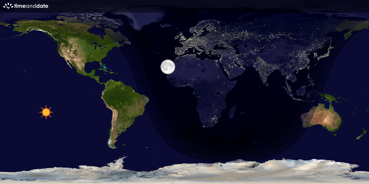 Verdenskart som viser dag og natt 