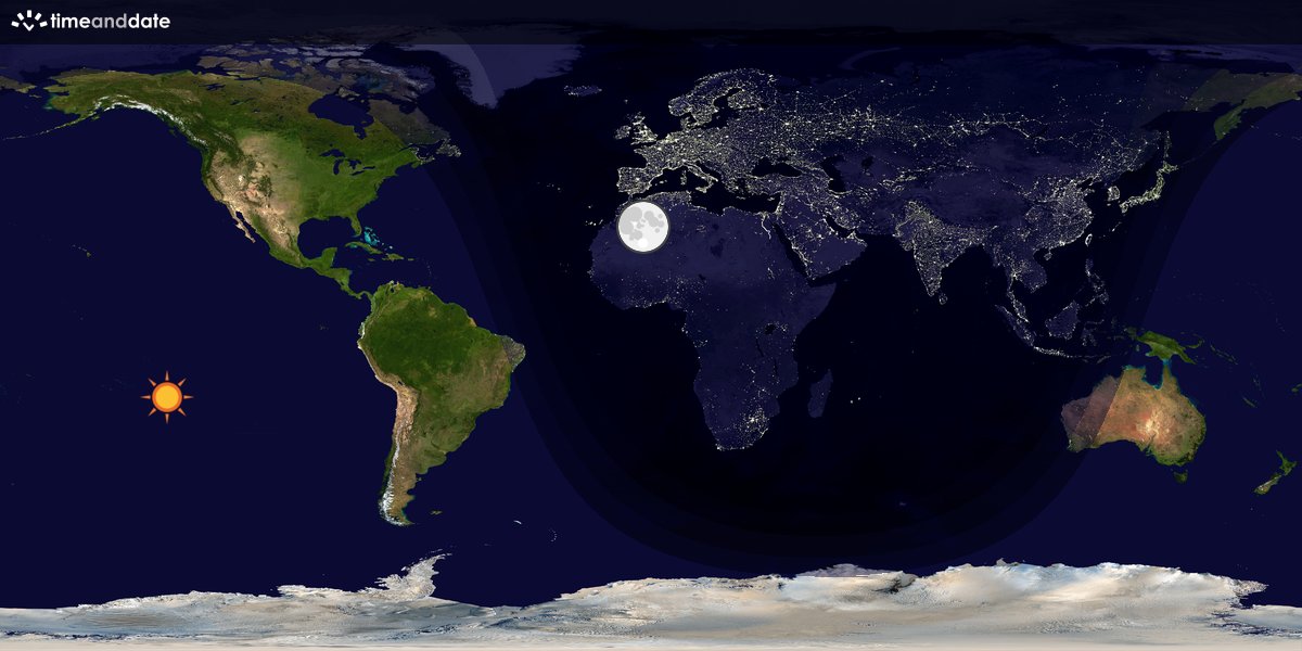Verdenskart som viser dag og natt 