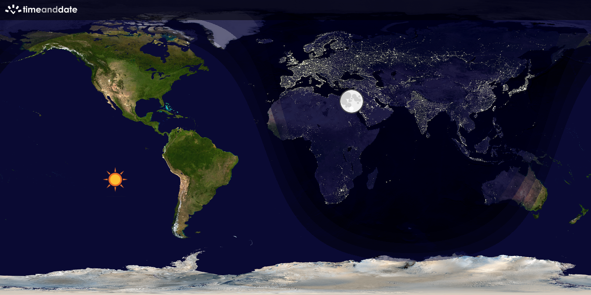Verdenskart som viser dag og natt 