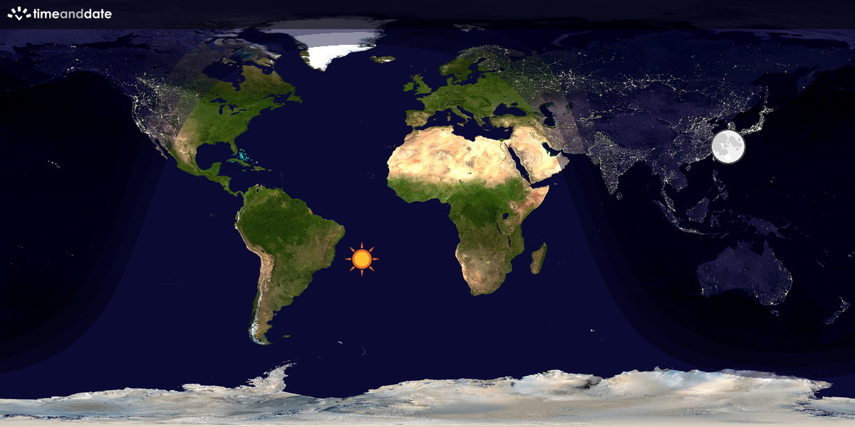 Verdenskart som viser dag og natt 