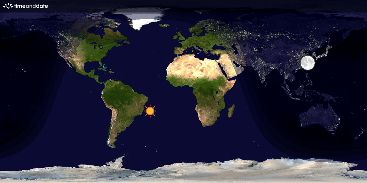 Verdenskart som viser dag og natt 