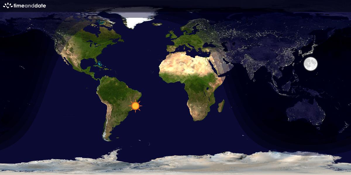 Verdenskart som viser dag og natt 